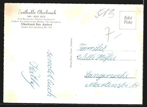 AK Oberbruch / Heinsberg, Festhalle Cafe Restaurant, Schwimmbad