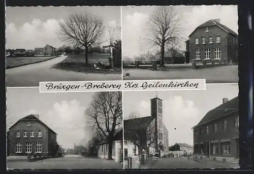 AK Brüxgen-Breberen /Krs. Geilenkirchen, Ortsansichten, Strassenpartie, Kirche