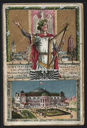 Künstler-AK Alfr. Block: Frankfurt a. Main, III. Wettstreit Deutscher Männergesangvereine 1909