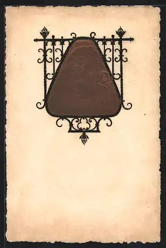 Präge-AK Bronzenes Portrait eines Mädchens, Jugendstil