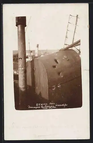 AK Doggerbank-Zwischenfall 1904, S.T. Mino, Hull damaged by russian Warships