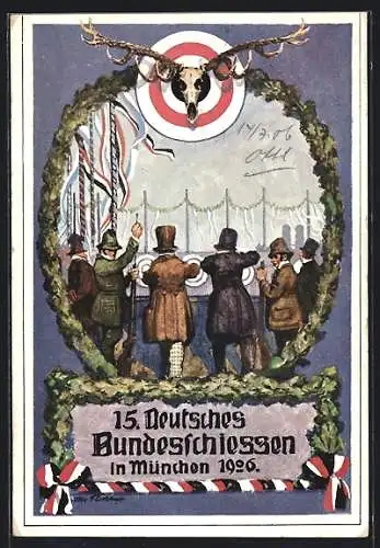 Künstler-AK München, 15. Deutsches Bundesschiessen 1906