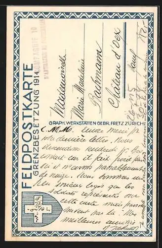 Künstler-AK Carl Moos: Schweizerische Grenzbesetzung 1914, Soldatenquartier
