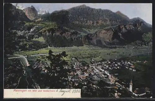 AK Meiringen, Teilansicht mit Well und Wetterhorn