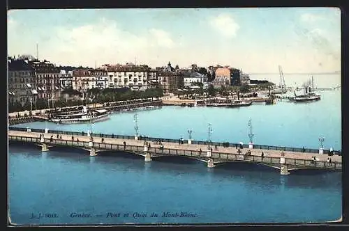 AK Genève, Pont et Quai du Mont-Blanc