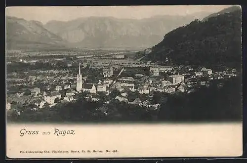 AK Ragaz, Teilansicht mit Kirche