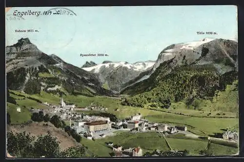 AK Engelberg, Teilansicht mit Hahnen, Spannörter und Titlis