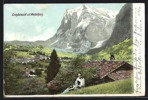 AK Grindelwald, Panorama u. d. Wetterhorn