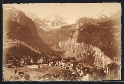 AK Wengen, Totalansicht mit Grosshorn, Breithorn, Tschingelhorn und Gspaltenhorn