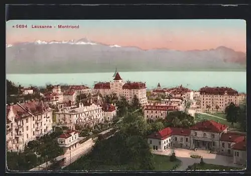 AK Lausanne-Montriond, Teilansicht mit Eisenbahn