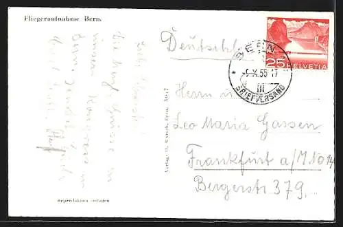 AK Bern, Teilansicht mit Kirche, Fliegeraufnahme