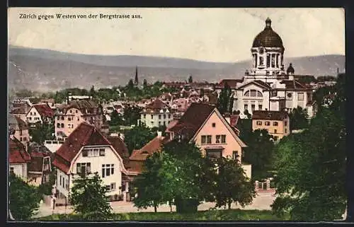 AK Zürich, Teilansicht gegen Westen von der Bergstrasse aus