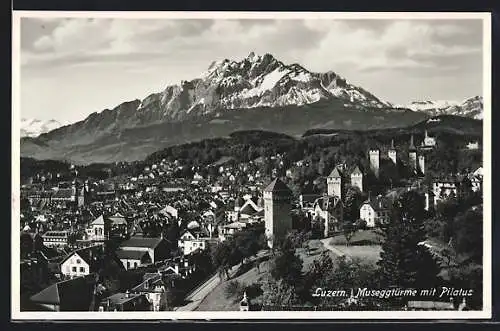 AK Luzern, Museggtürme mit Pilatus