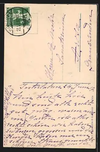 AK Interlaken-Unterseen, Teilansicht mit Bergen