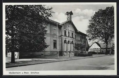 AK Meissenheim a. Rhein, Strassenpartie mit Schulhaus