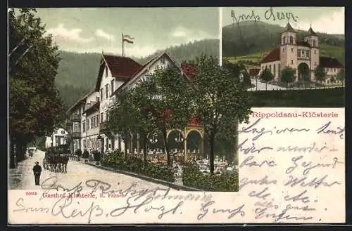 AK Rippoldsau-Klösterle, Strassenpartie mit Gasthaus Klösterle