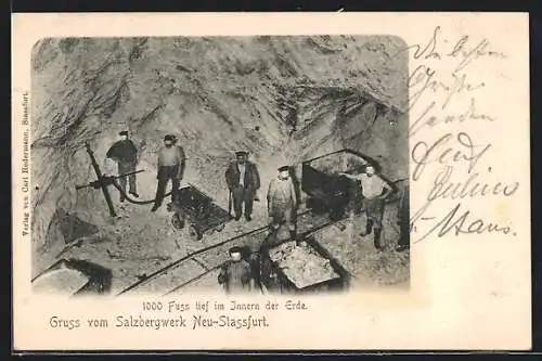 AK Neu-Stassfurt, Salzbergwerk, 1000 Fuss tief im Innern der Erde