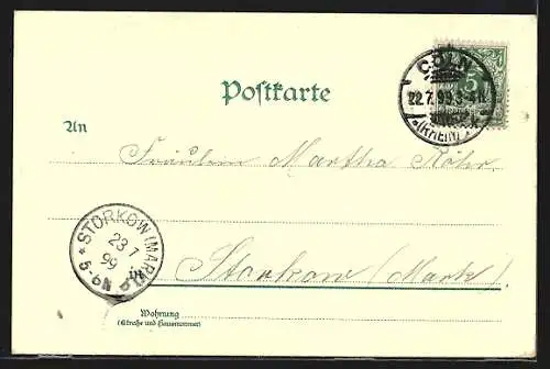 Lithographie Köln, Heumarkt, Friedrich-Wilhelm III Denkmal, Post, Strassenbahnen