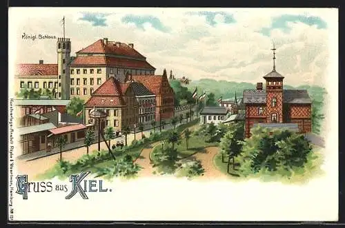 Lithographie Kiel, Königliches Schloss