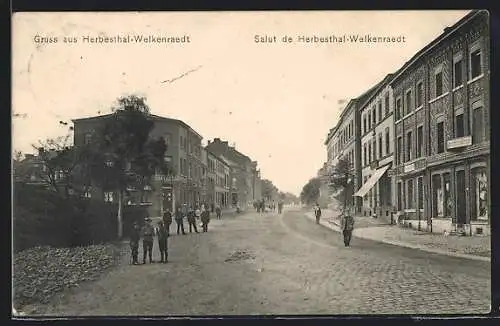 AK Herbesthal-Welkenraedt, Strassenpartie mit Restaurant und Geschäftshaus Miessen