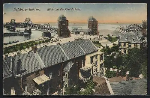AK Duisburg-Ruhrort, Blick auf die Rheinbrücke