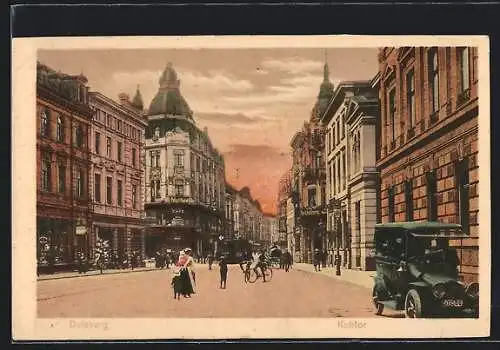 AK Duisburg, Strassenpartie mit Palast-Hotel am Kuhtor