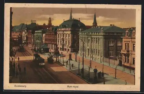 AK Duisburg, Strassenbahnen in der Königstrasse
