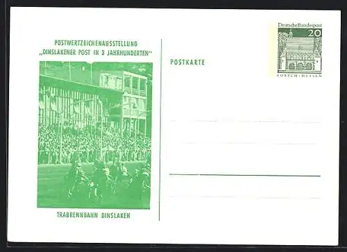 AK Dinslaken, Postwertzeichenausstellung Dinslaker Post in 3 Jahrhunderten, Trabrennbahn, Ganzsache