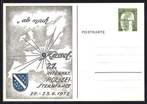 AK Kassel, 27. Internat. Polizei-Sternfahrt 1972, Ganzsache