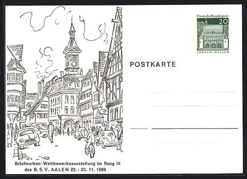 AK Aalen, Briefmarken-Wettbewerbsausstellung im Rang III. des B.S.V. Aalen 1969, Ganzsache