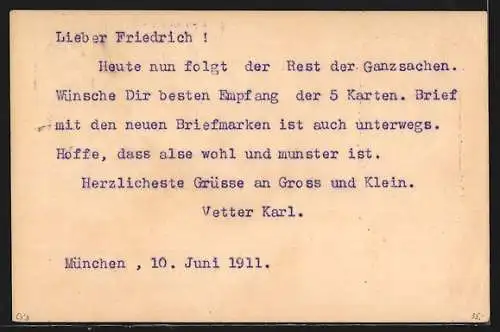 AK Prinzregent Luitpold, 90. Geburtstag 1911, Ganzsache Bayern 3 Pfennig