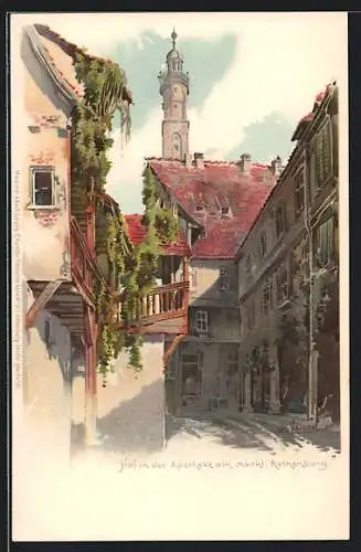 Künstler-AK Meissner & Buch (M&B) Nr.1013: Rothenburg, Hof in der Apotheke am Markt