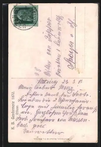 Künstler-AK Anton Hoffmann - München: Offizier der K. B. Gendarmerie 1870