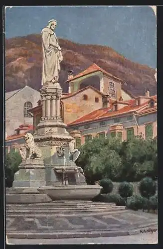 Künstler-AK Rudolf Alfred Höger: Bozen, Walter von der Vogelweide-Denkmal