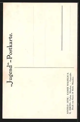 Künstler-AK Angelo Jank: Portrait Kaiser Wilhelm II. in Felduniform mit Pickelhaube