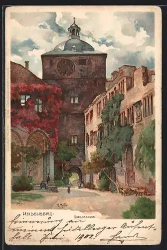 Künstler-AK Karl Mutter: Heidelberg, Schlosstor