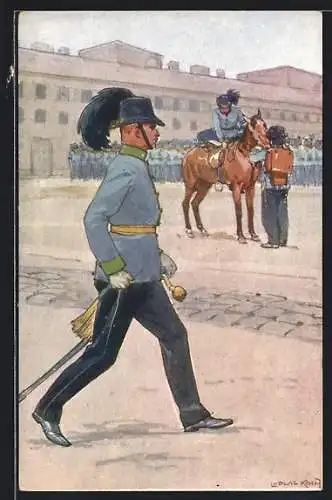 Künstler-AK Ludwig Koch: Soldaten auf dem Exerzierplatz