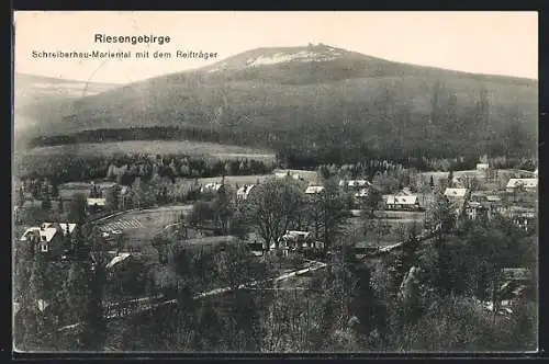AK Schreiberhau-Marienthal, Ortsansicht mit Reifträger aus der Vogelschau
