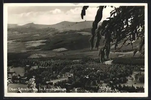 AK Ober-Schreiberhau, Totalansicht mit Umgebung aus der Vogelschau