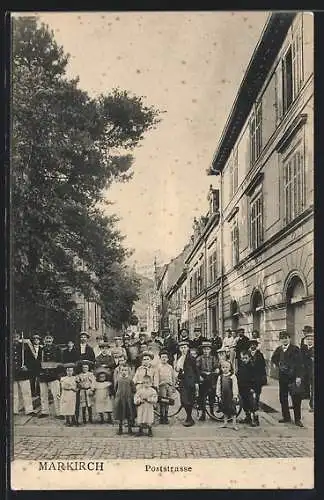 AK Markirch, Soldaten und Kinder in der Poststrasse