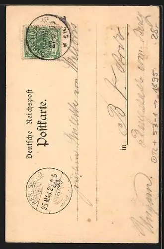 Vorläufer-Lithographie Marienthal i. Rhg., 1895, Ansicht mit Wallfahrtskirche