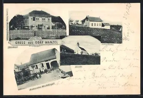 AK Wanzel / La Vancelle, Restaurant Meschtberger, Pfarrhaus, Schule