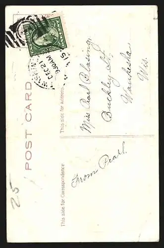 Präge-AK Merry Christmas, Weihnachtsmann, gerahmt von Stechpalmzweigen