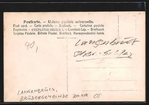 Foto-AK Langenbrück, Brüdergemeinde Zoar