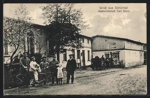 AK Schöntal, Gasthaus C. Blum, Radfahrer
