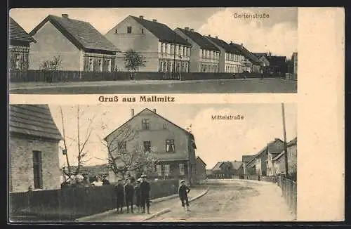 AK Mallmitz, Gartenstrasse, Mittelstrasse