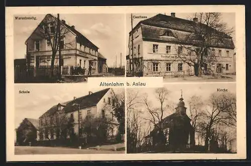 AK Altenlohn b. Aslau, Gasthaus, Warenhandlg., Schule, Kirche
