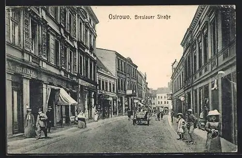 AK Ostrowo, Ladengeschäfte in der Breslauer Strasse