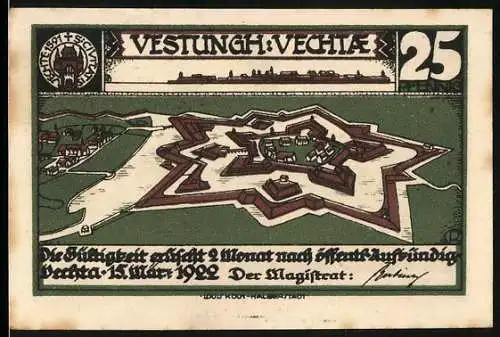 Notgeld Vechta 1922, 25 Pfennig, Vestungh: Vechtae, Bauer auf Pferd