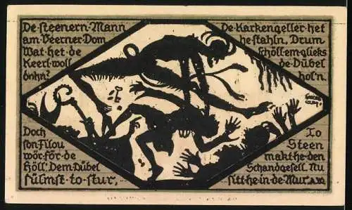 Notgeld Verden /Aller 1921, 75 Pfennig, Ortspartie mit Kirche, Wappen